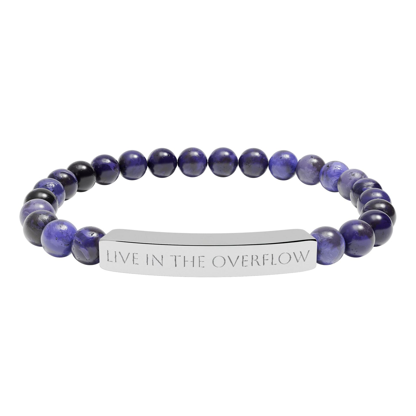 Engravable Natural Stone Stretch Bar Bracelet — Live in the Overflow Beaded Bracelet