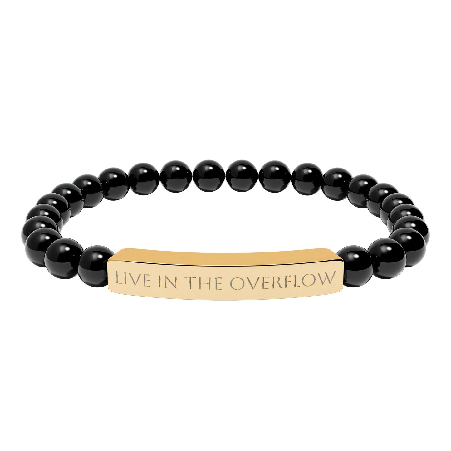 Engravable Natural Stone Stretch Bar Bracelet — Live in the Overflow Beaded Bracelet