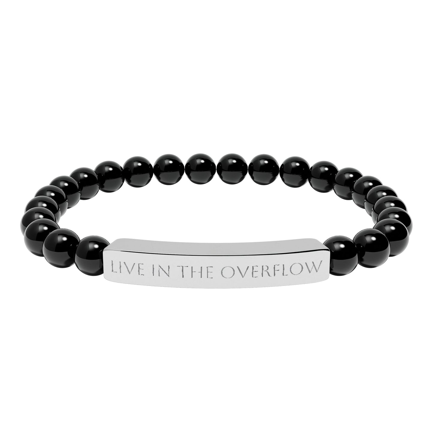 Engravable Natural Stone Stretch Bar Bracelet — Live in the Overflow Beaded Bracelet