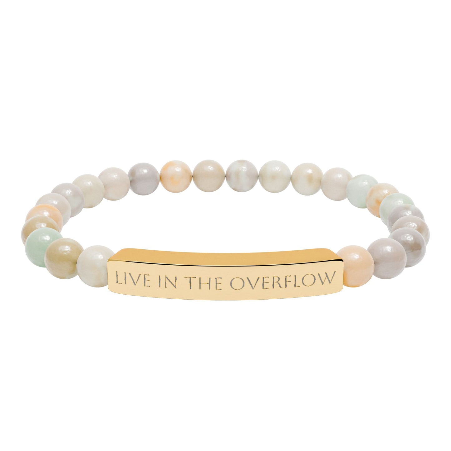 Engravable Natural Stone Stretch Bar Bracelet — Live in the Overflow Beaded Bracelet