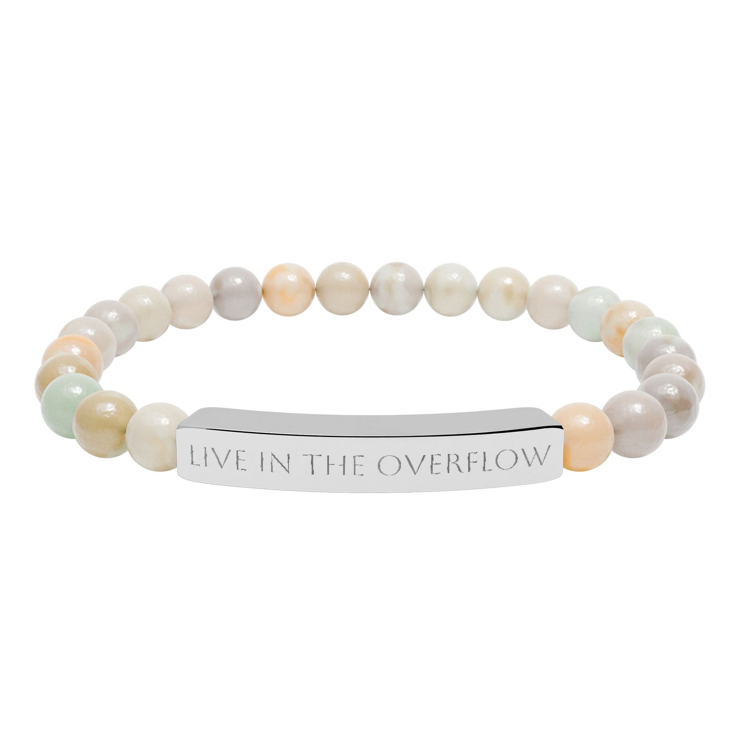Engravable Natural Stone Stretch Bar Bracelet — Live in the Overflow Beaded Bracelet
