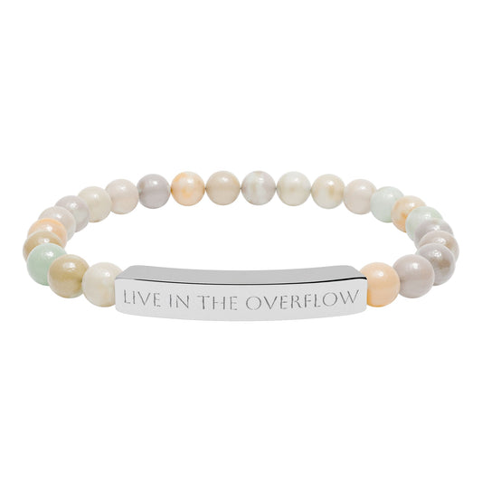 Engravable Natural Stone Stretch Bar Bracelet — Live in the Overflow Beaded Bracelet
