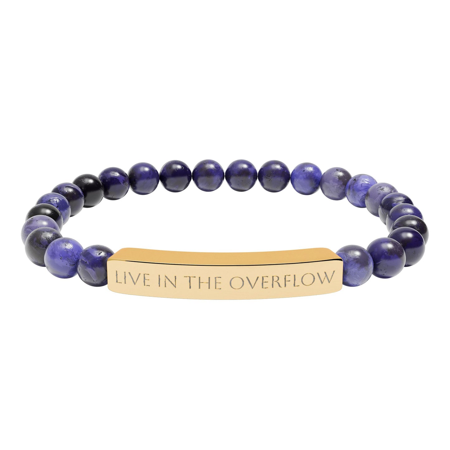 Engravable Natural Stone Stretch Bar Bracelet — Live in the Overflow Beaded Bracelet